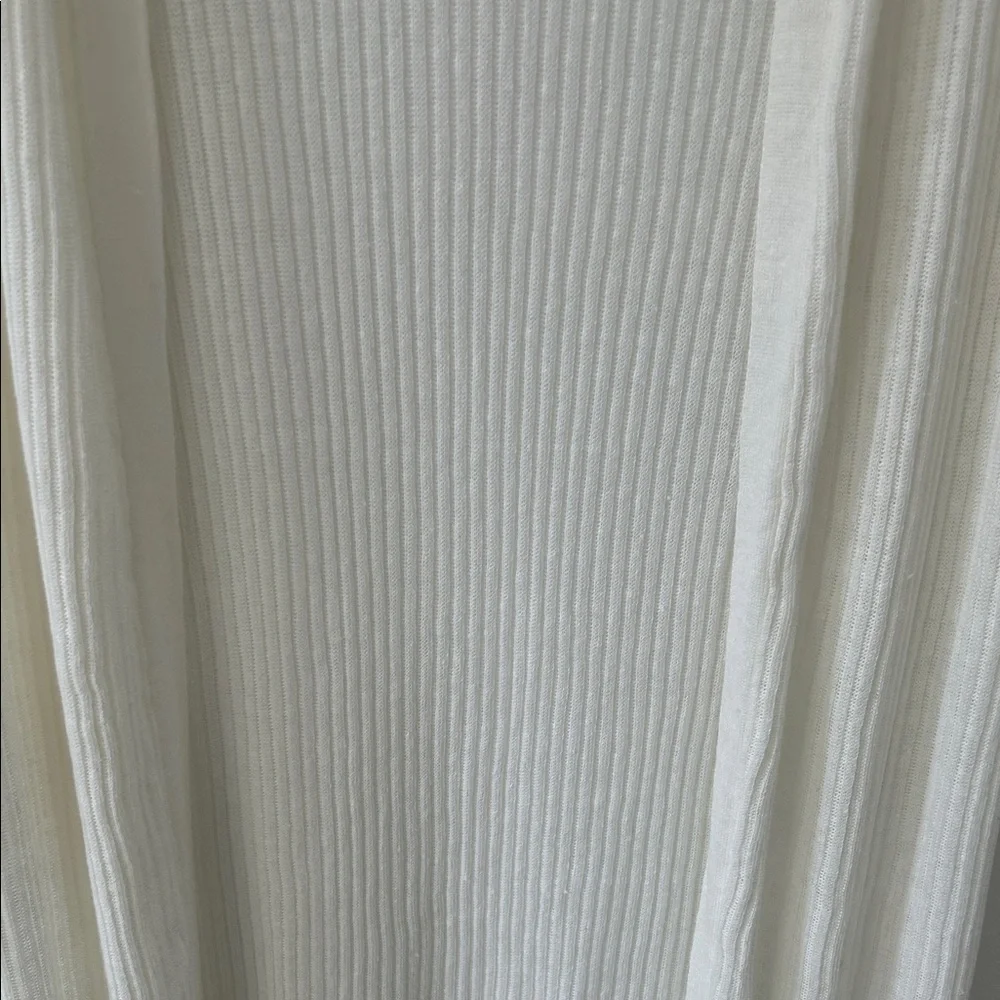 Tahari Sweater Women’s M White Linen Open Front Duster Romantic Feminine - Picture 13 of 16